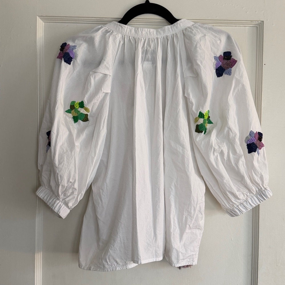 The Shirt Rochelle Behrens Minka 3/4 Sleeve Sequin Blouse White XS SOLD OUT - Picture 17 of 17